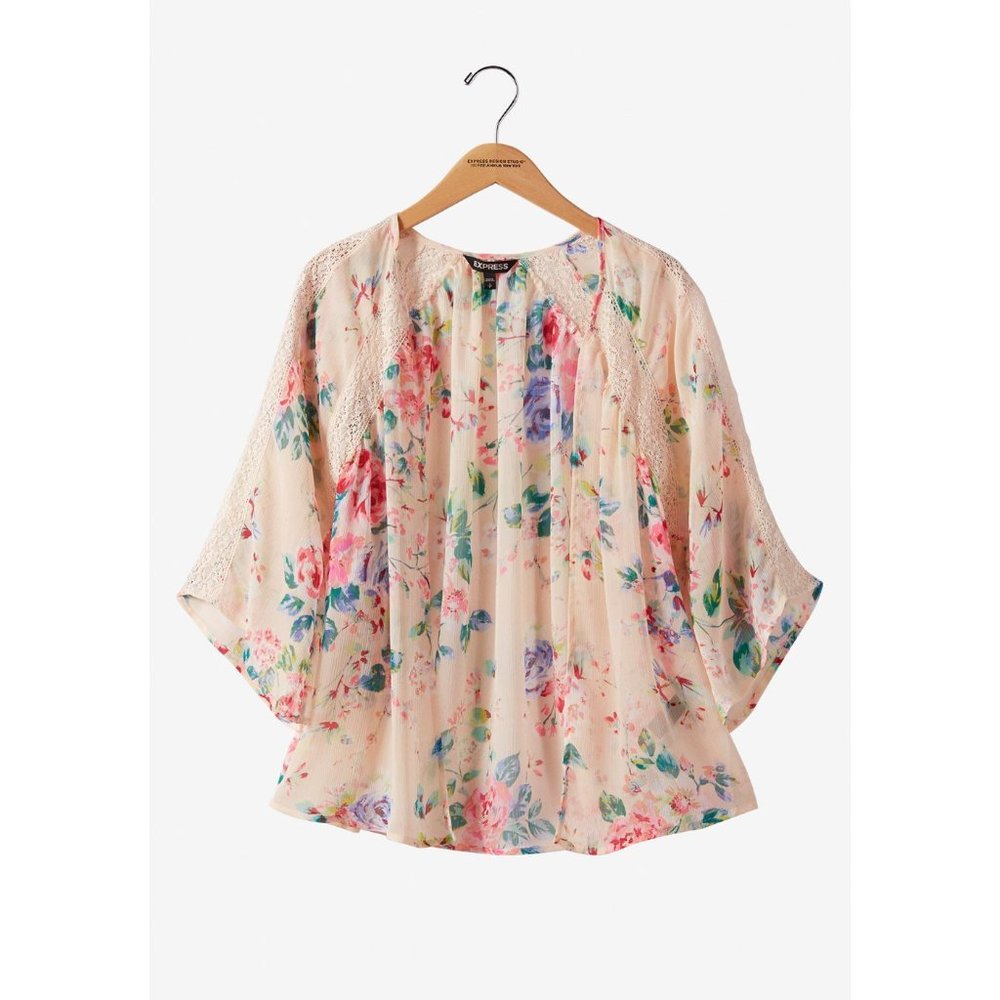 Express floral lace kimono